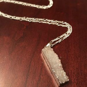 Dusty Agate Stone Rectangle Necklace